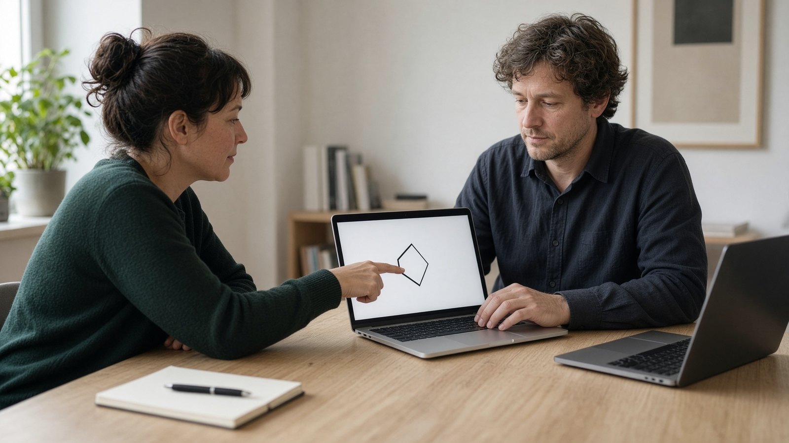 Two people working together with a Prim on their screens.